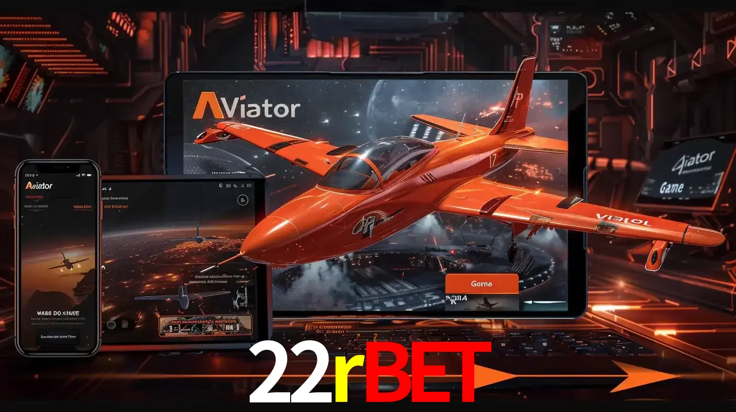 Apresentação tecnológica do jogo Aviator com um avião saindo da tela de um tablet, demonstrando a experiência imersiva em múltiplos dispositivos no 22rbet.