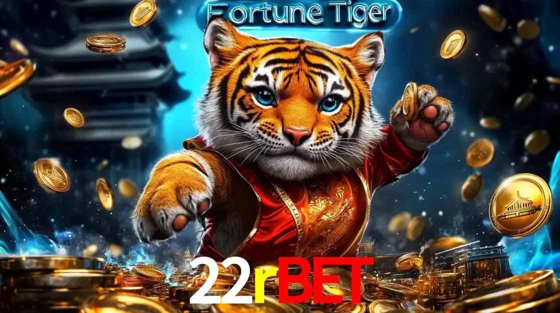 Imagem promocional do jogo de slot Fortune Tiger, com um tigre majestoso em traje tradicional cercado por uma fortuna em moedas de ouro, disponível agora no cassino 22rbet.